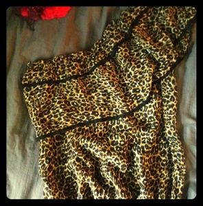 Cheetah Lace One Shoulder Top